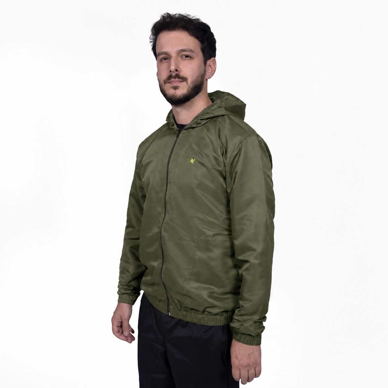 Corta-Vento Zurique, com capuz verde militar